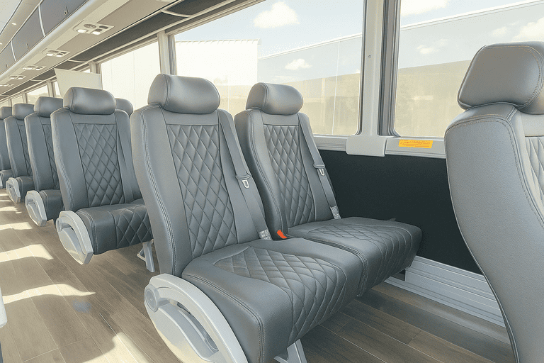 interior of Laredo Shuttle Bus Rentals charter bus